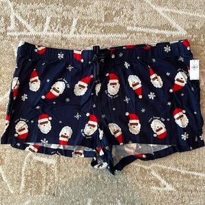 Old Navy Flannel African American Santa Navy Blue Christmas Pajama Shorts XXL